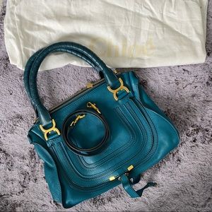 Chloe saddle Leather Bag in Turquoise medium size